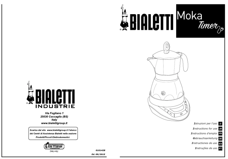 Imagen de la primera página del manual del dispositivo MOKA Timer