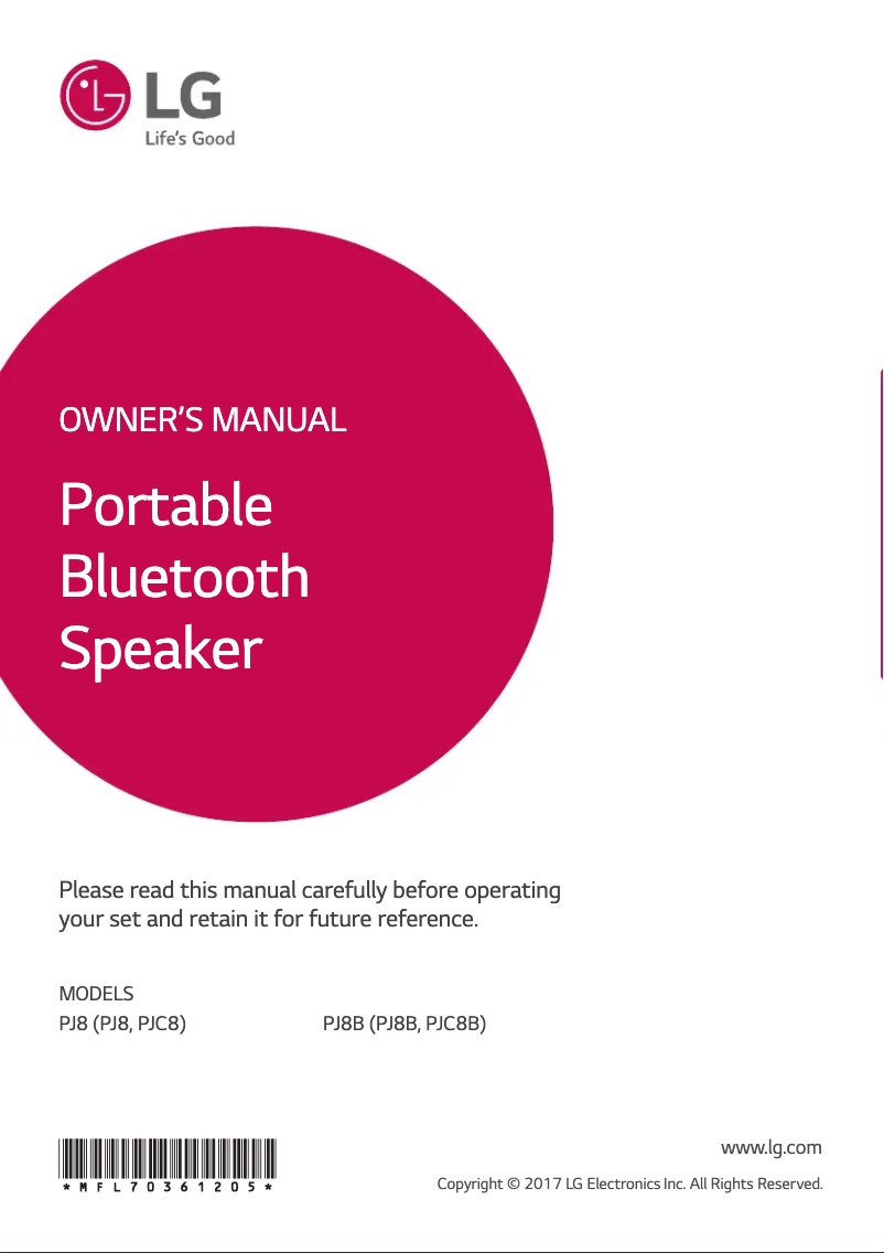 Imagen de la primera página del manual del dispositivo PJ8B