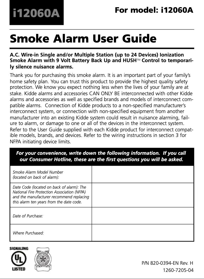 Página 1 del manual Manual de usuario Kidde i12060