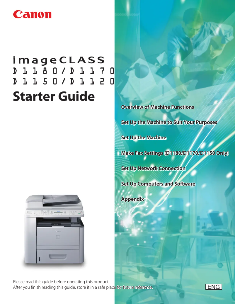 Imagen de la primera página del manual del dispositivo imageClass D1150