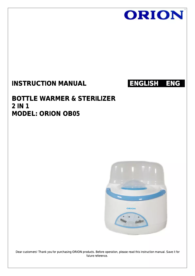 Página 1 del manual Manual de usuario Orion OB05