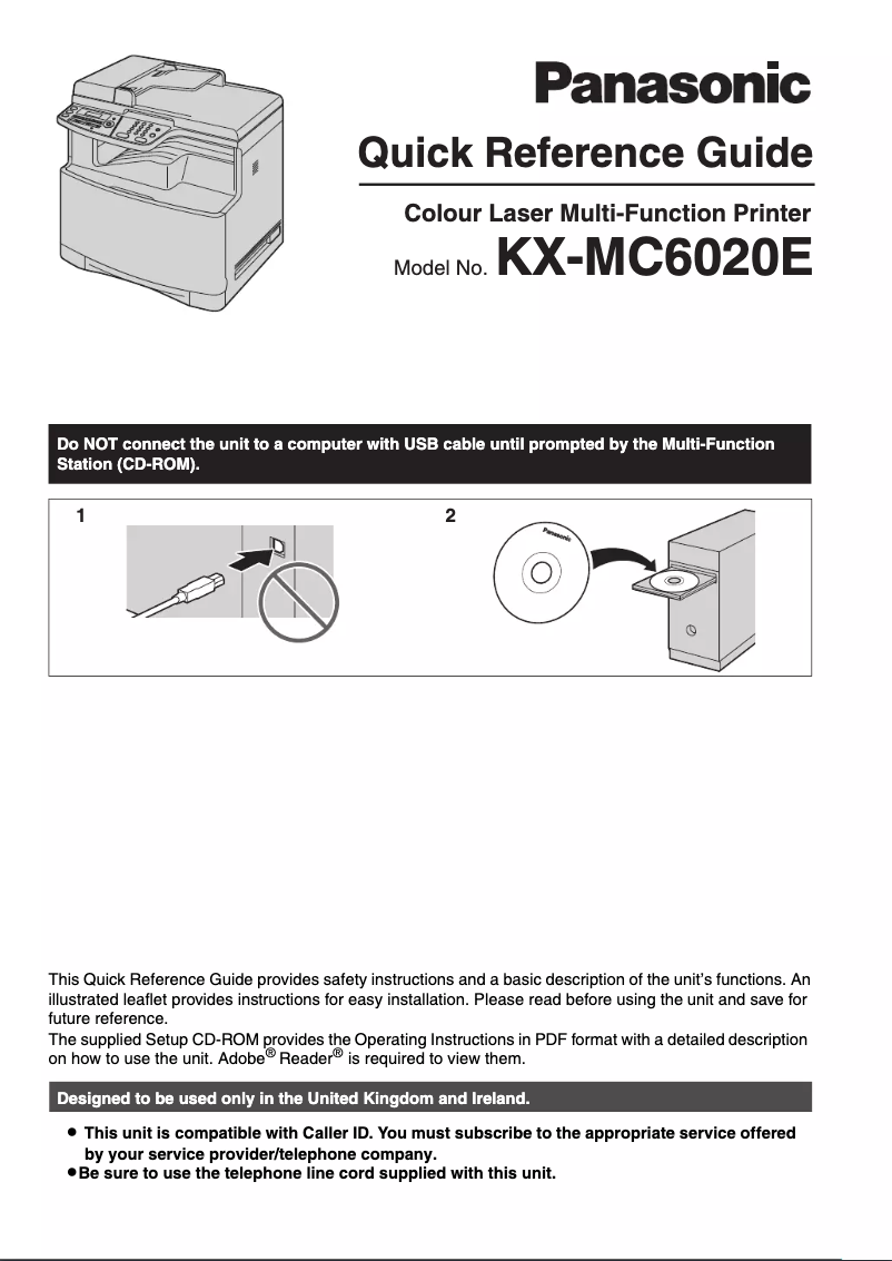 Imagen de la primera página del manual del dispositivo KX-MC6020