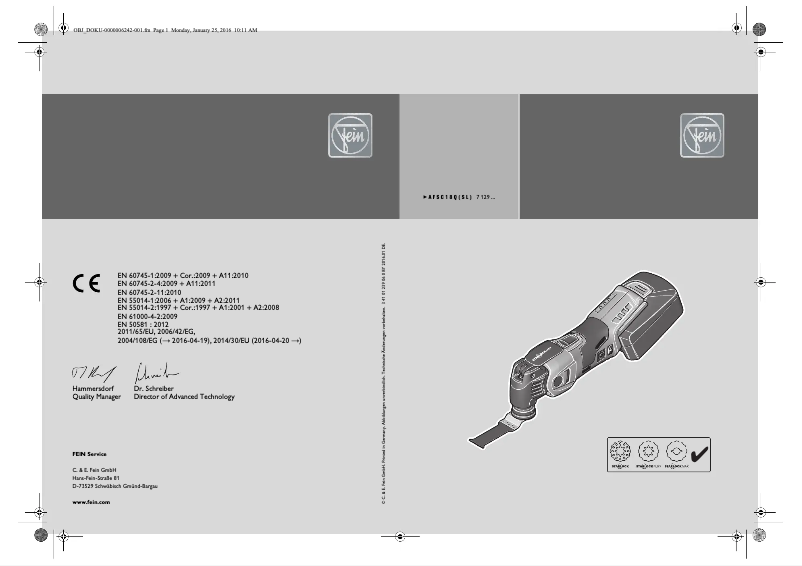 Página nº 1 - Manual de usuario Fein AFSC 18 QCSL