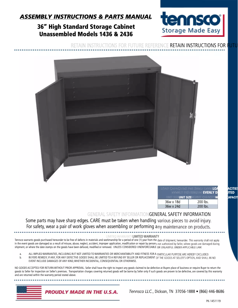 Página nº 1 - Manual de usuario Tennsco 1436