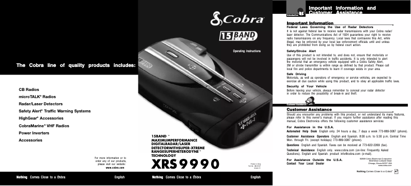 Imagen de la primera página del manual del dispositivo XRS 9990