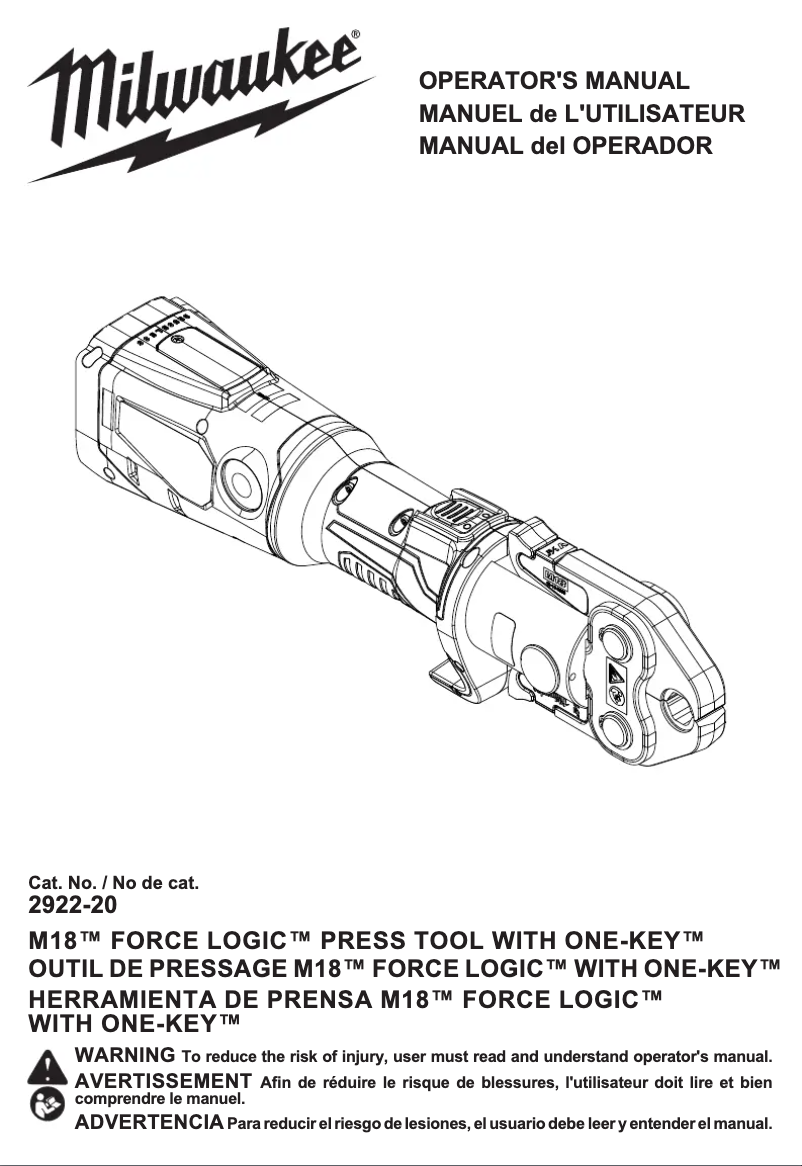 Imagen de la primera página del manual del dispositivo M18 Force Logic ONE-KEY 2922-22
