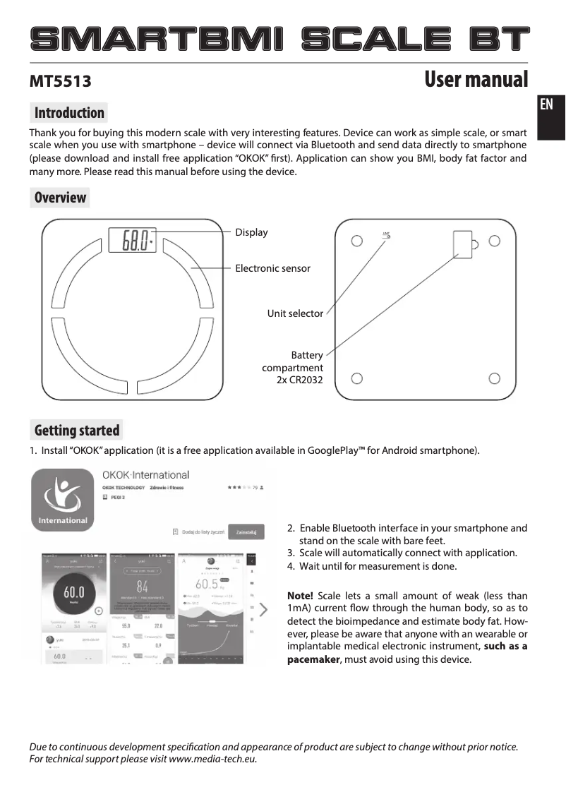 Página 1 del manual Manual de usuario Media-Tech Smart BMI MT5513