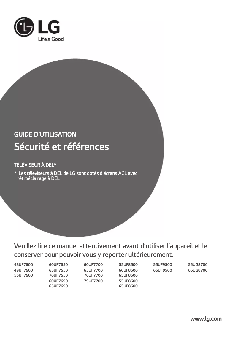 Imagen de la primera página del manual del dispositivo 65UG8700