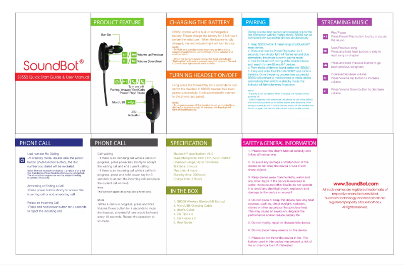 Imagen de la primera página del manual del dispositivo SB550