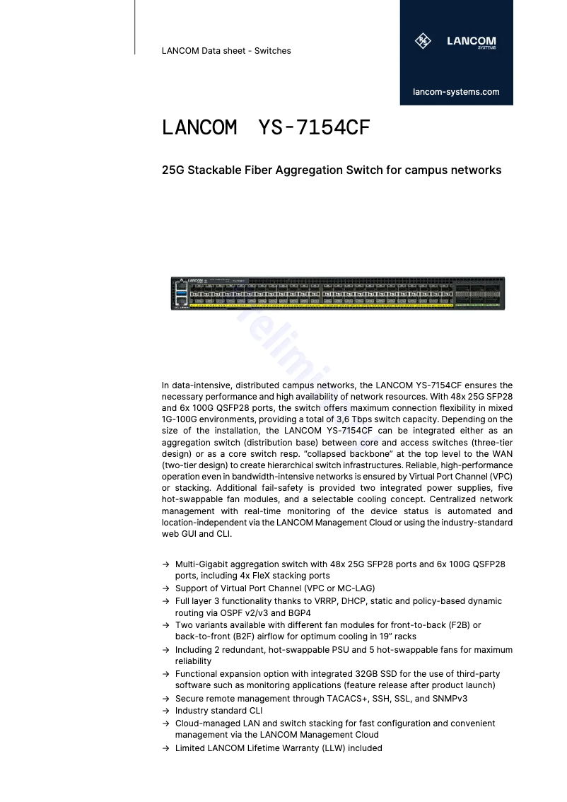 Imagen de la primera página del manual del dispositivo YS-7154CF