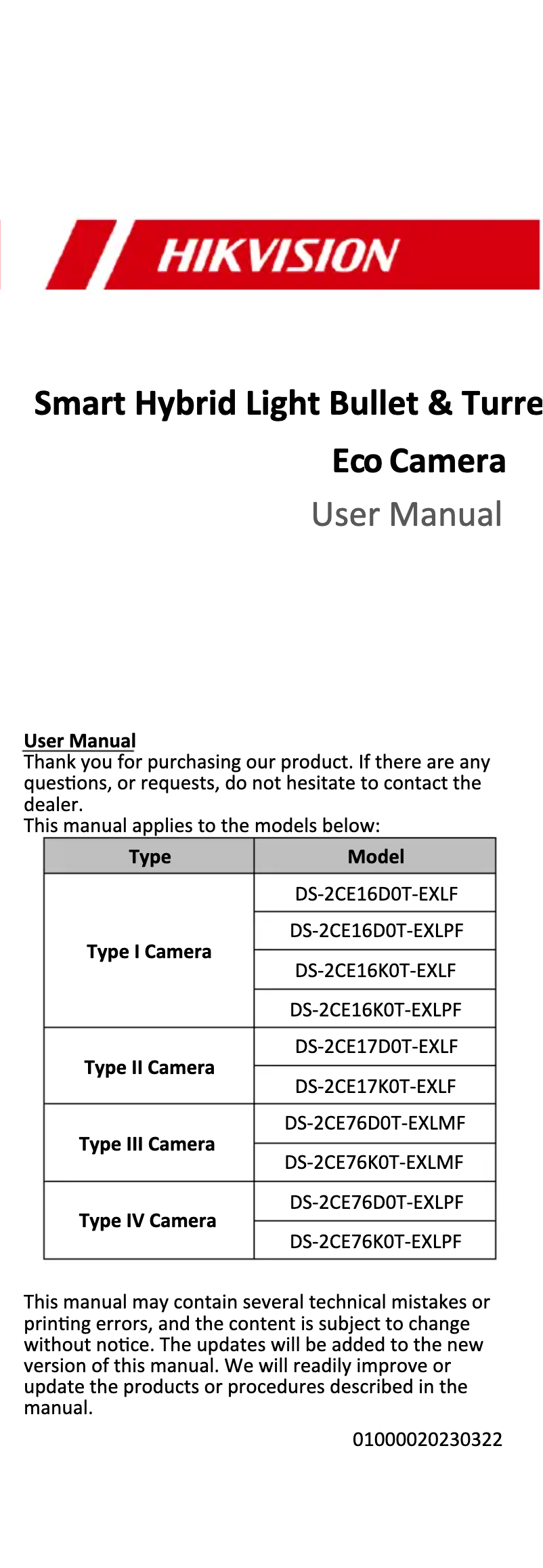 Página 1 del manual Manual de usuario Hikvision DS-2CE76K0T-EXLPF