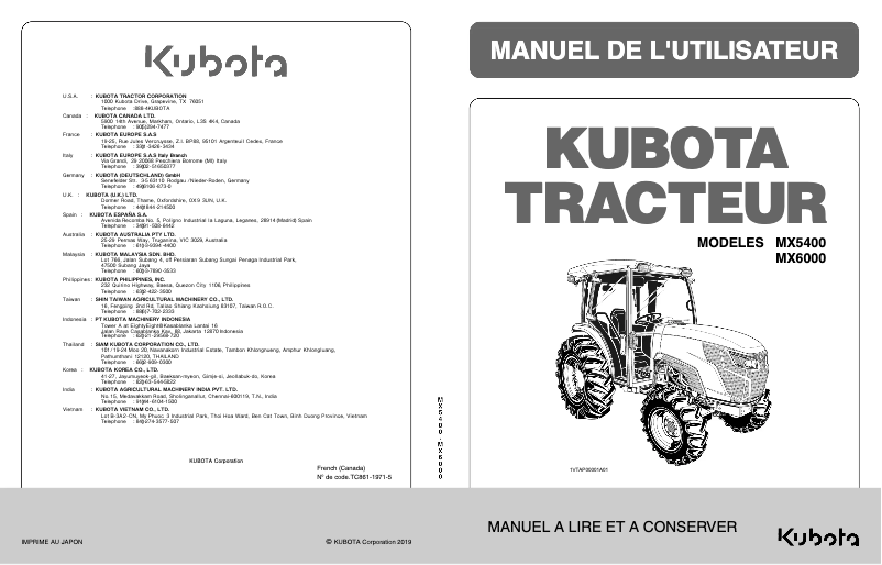Página 1 del manual Manual de usuario Kubota MX6000