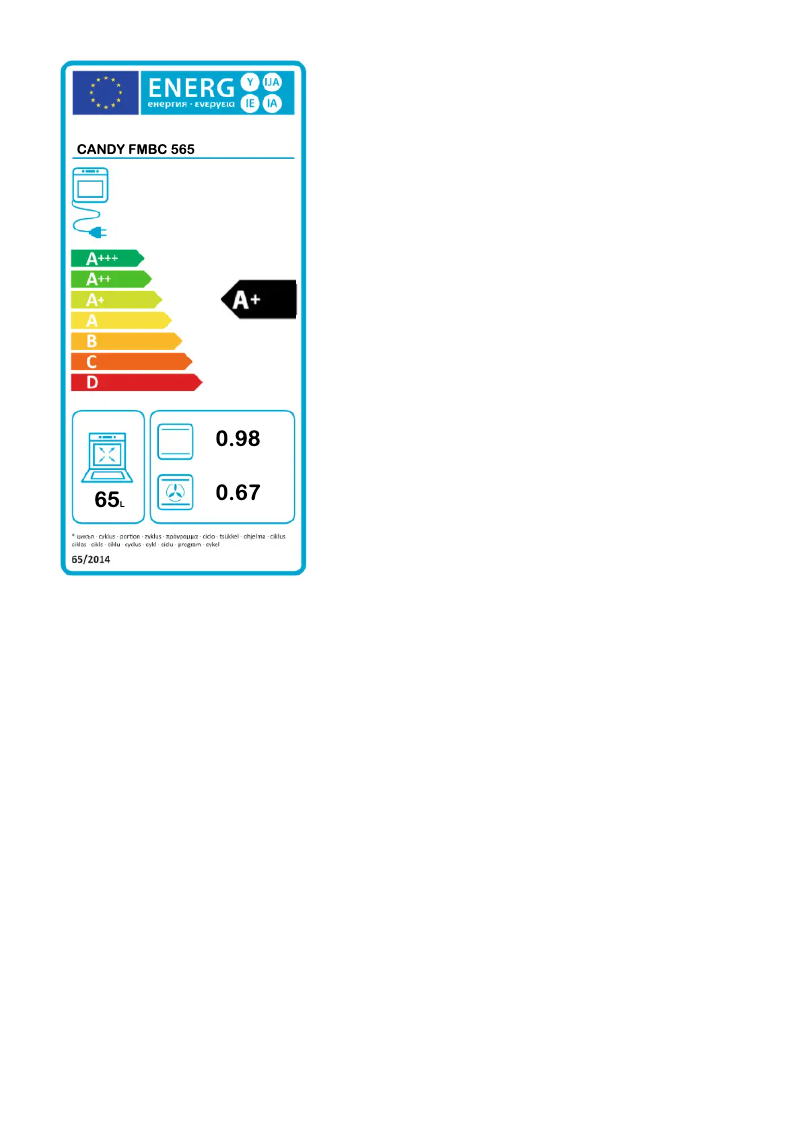 Página 1 del manual Etiqueta energética Candy FMBC 565