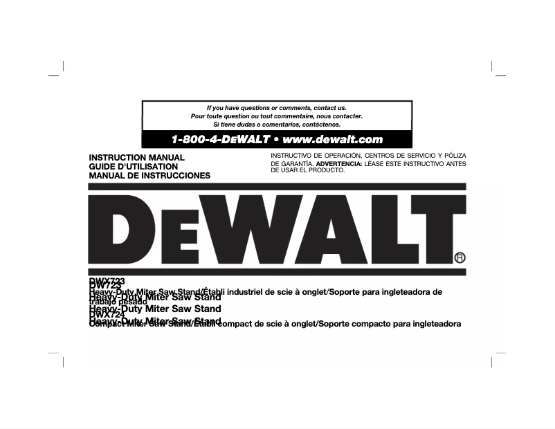 Página nº 1 - Manual de usuario DeWalt DWX724