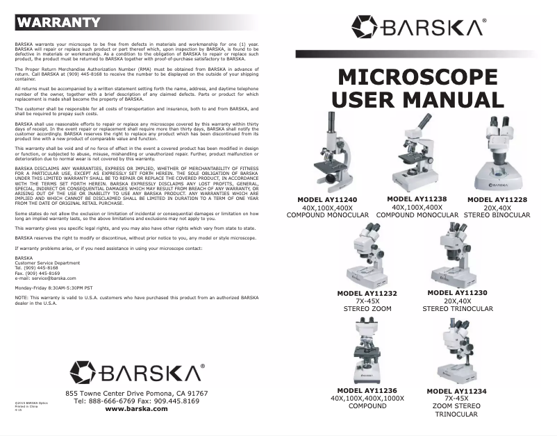 Imagen de la primera página del manual del dispositivo AY11240
