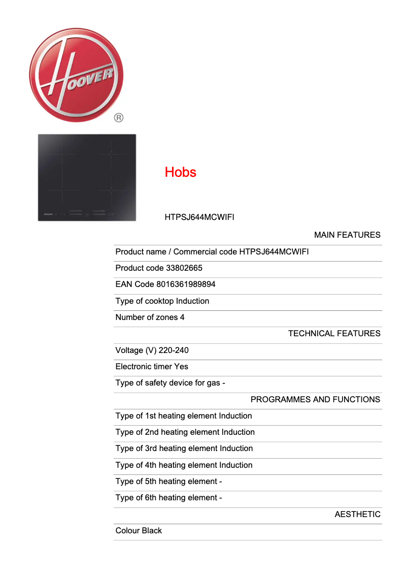 Página 1 del manual Manual de usuario Hoover HTPSJ644MCWIFI