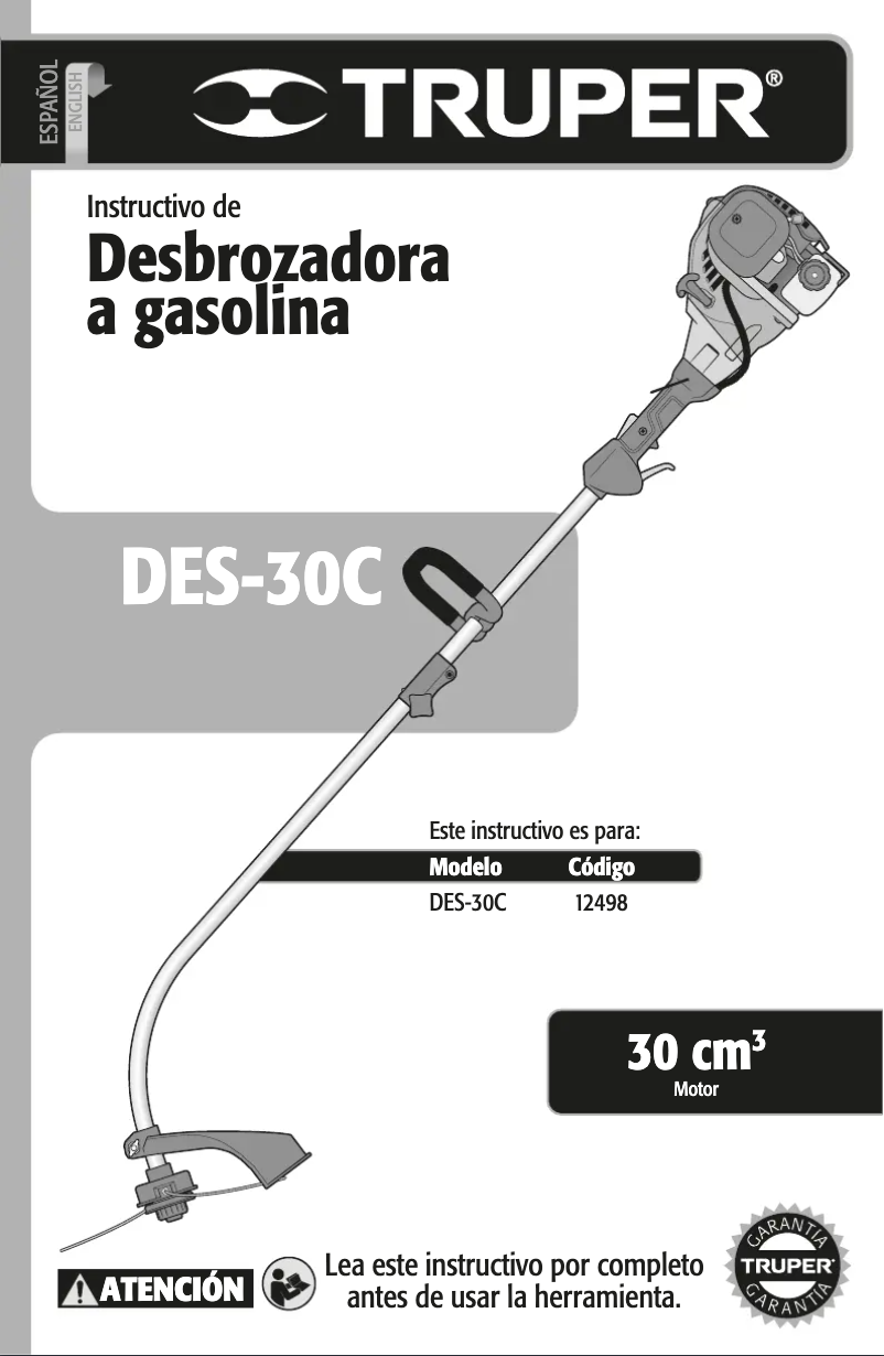 Imagen de la primera página del manual del dispositivo DES-30C