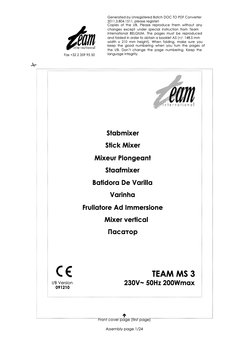 Imagen de la primera página del manual del dispositivo MS 3