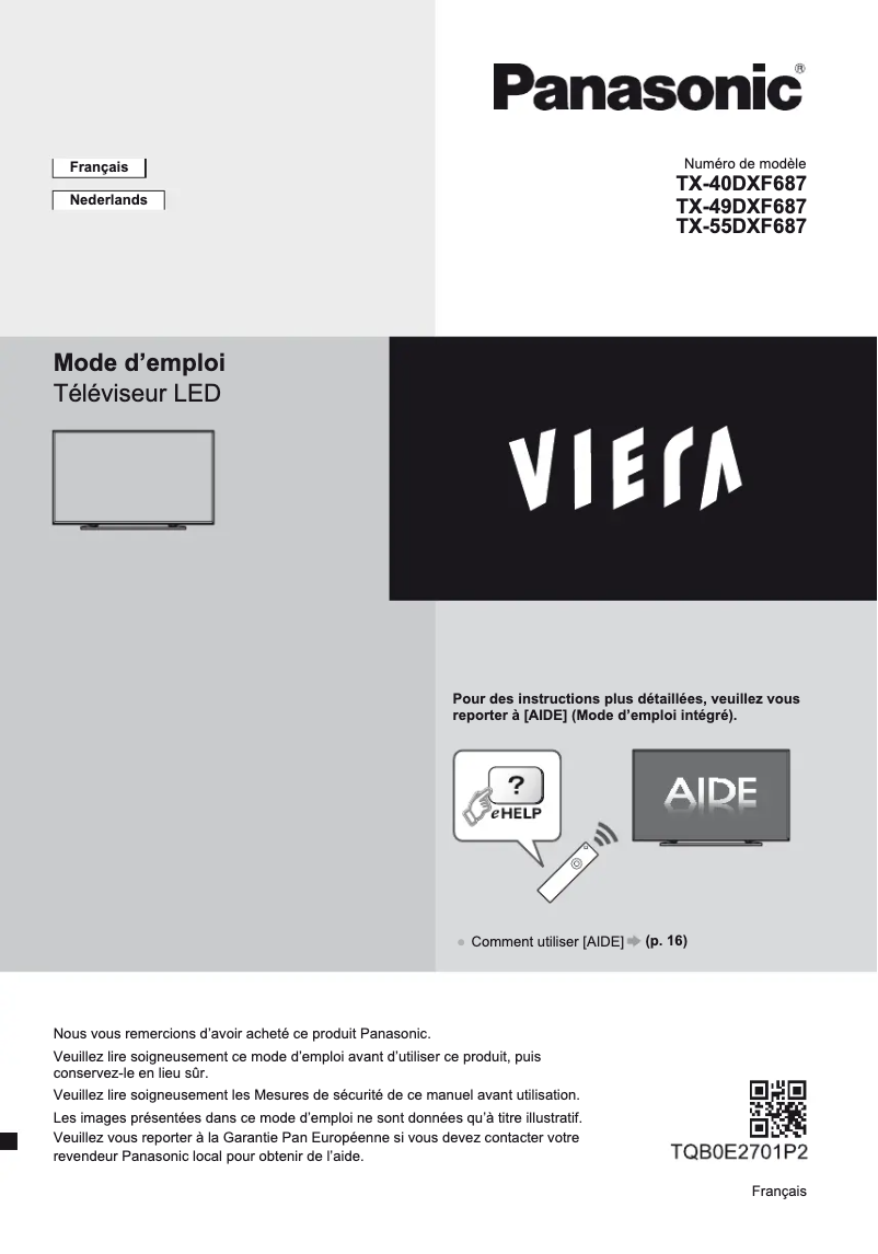 Imagen de la primera página del manual del dispositivo Viera TX-55DXF687