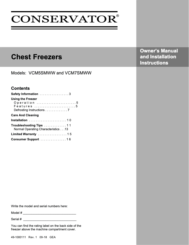 Imagen de la primera página del manual del dispositivo VCM7SMWW