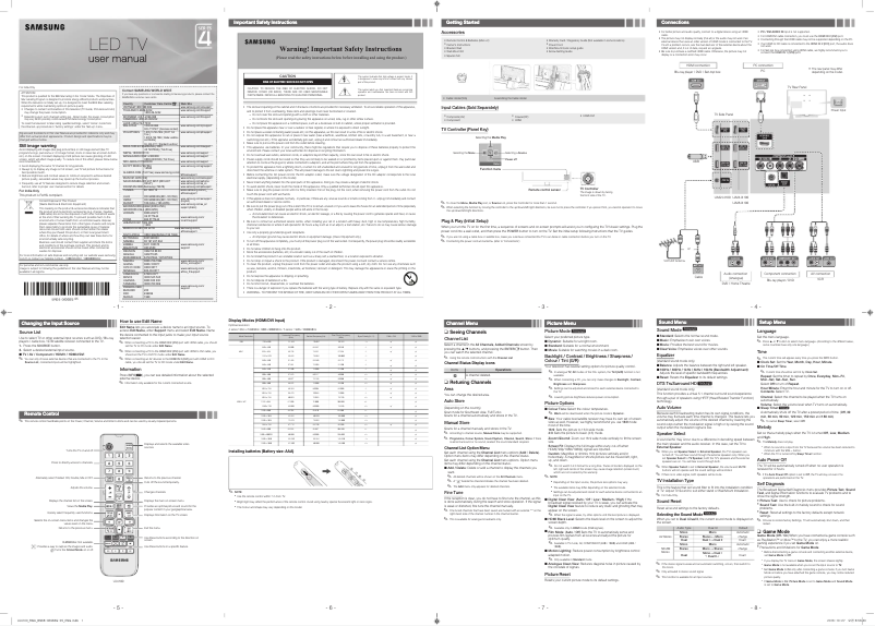 Imagen de la primera página del manual del dispositivo UA32N4000AR