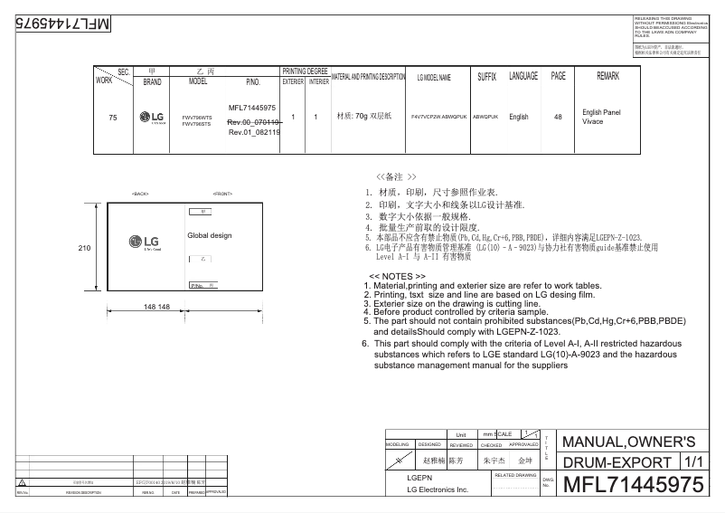 Imagen de la primera página del manual del dispositivo F4DV709H0
