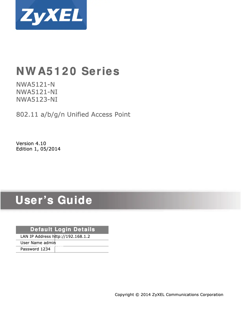 Imagen de la primera página del manual del dispositivo NWA5123-NI