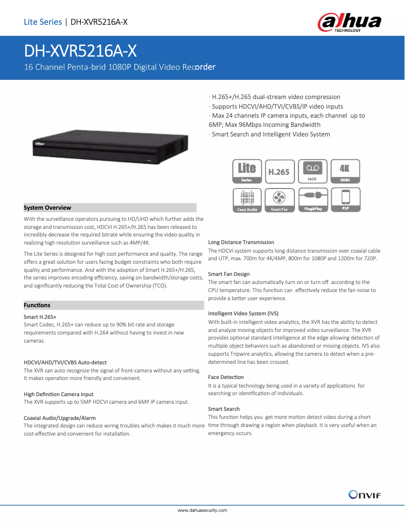 Imagen de la primera página del manual del dispositivo XVR5216A-X