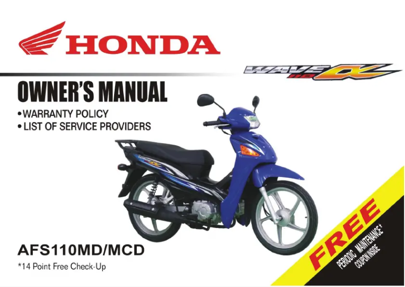 Página 1 del manual Manual de usuario Honda Wave 110 Alpha (2014)