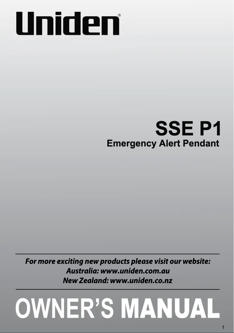 Página 1 del manual Manual de usuario Uniden SSE P1