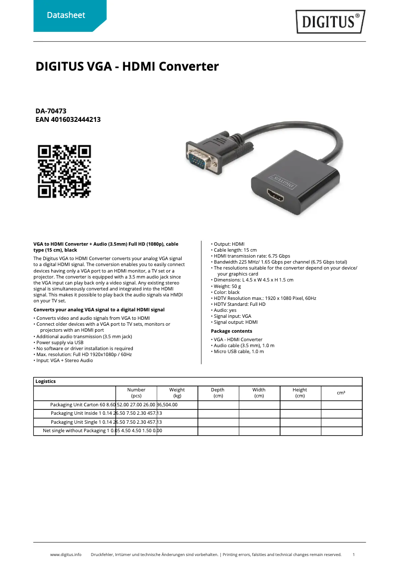 Imagen de la primera página del manual del dispositivo DA-70473