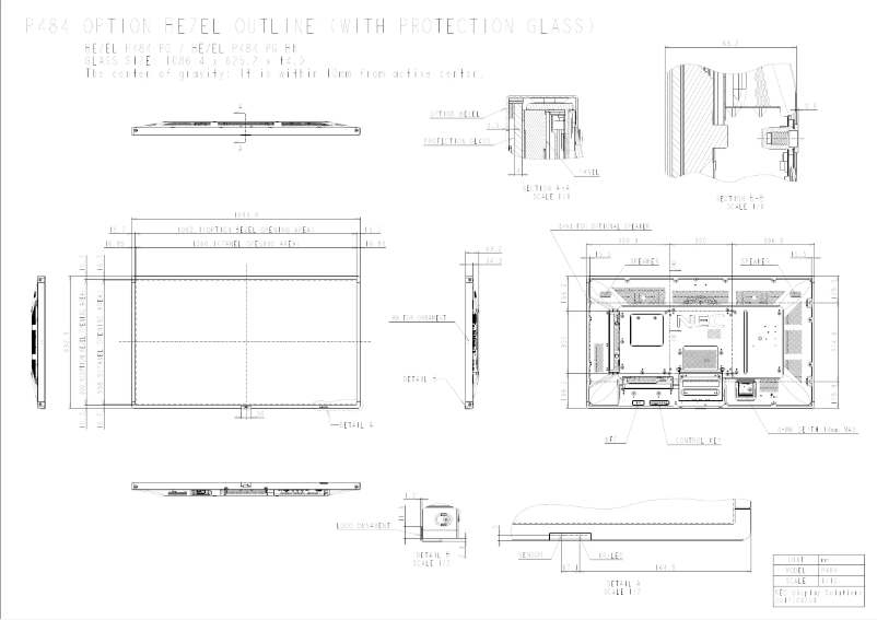 Página nº 1 - Dibujo técnico NEC MultiSync P484 MG