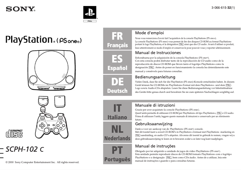 Imagen de la primera página del manual del dispositivo PlayStation One