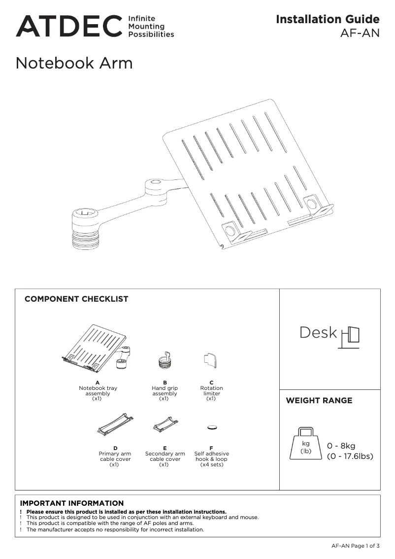 Página nº 1 - Manual de usuario Atdec AF-AN-SW