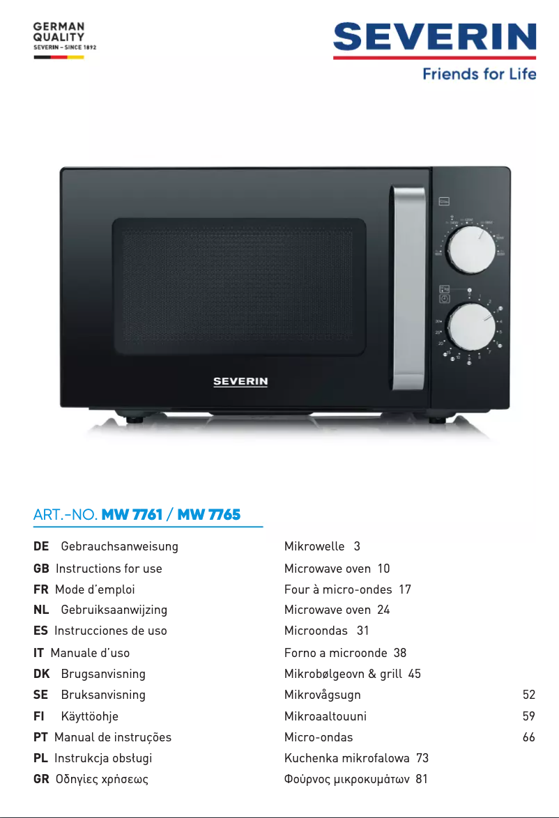 Página 1 del manual Manual de usuario Severin MW 7761