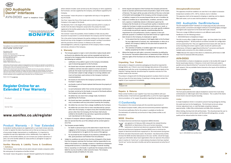 Imagen de la primera página del manual del dispositivo AVN-DIO03