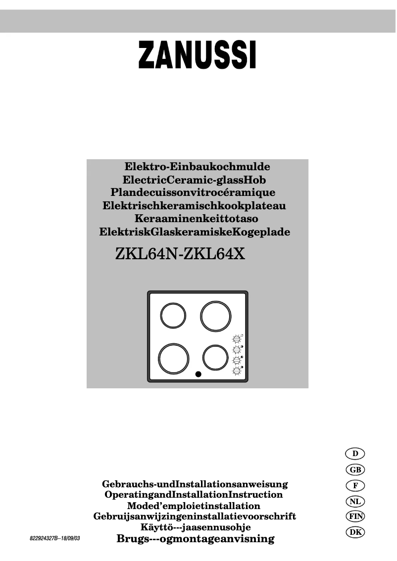 Imagen de la primera página del manual del dispositivo ZKL 64 X