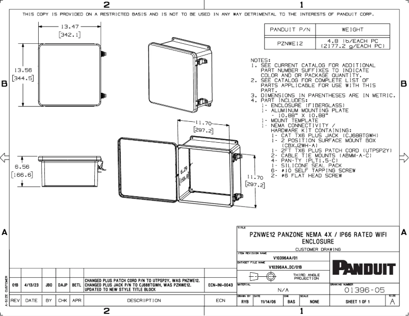 Página nº 1 - Dibujo técnico Panduit PZNWE12