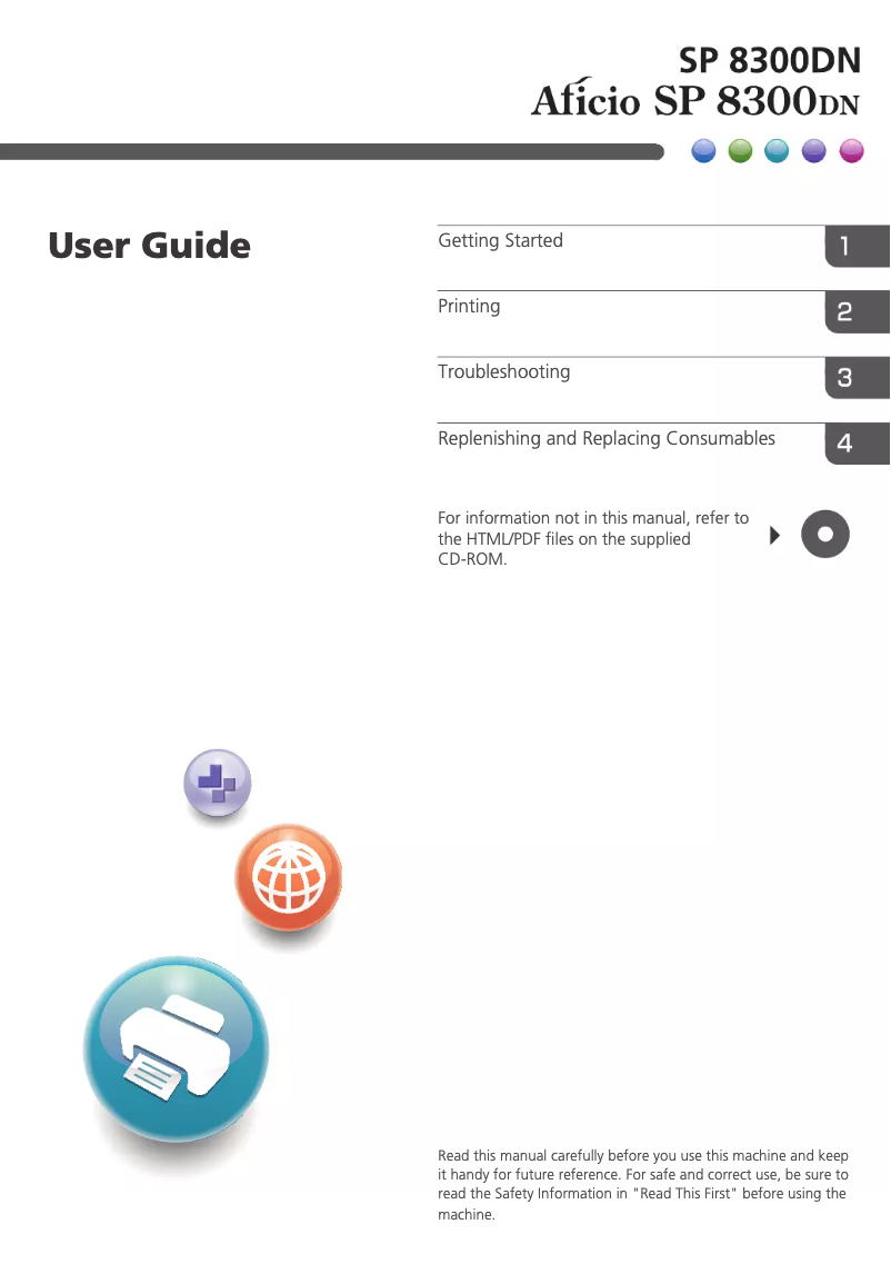 Imagen de la primera página del manual del dispositivo Aficio SP 8300DN