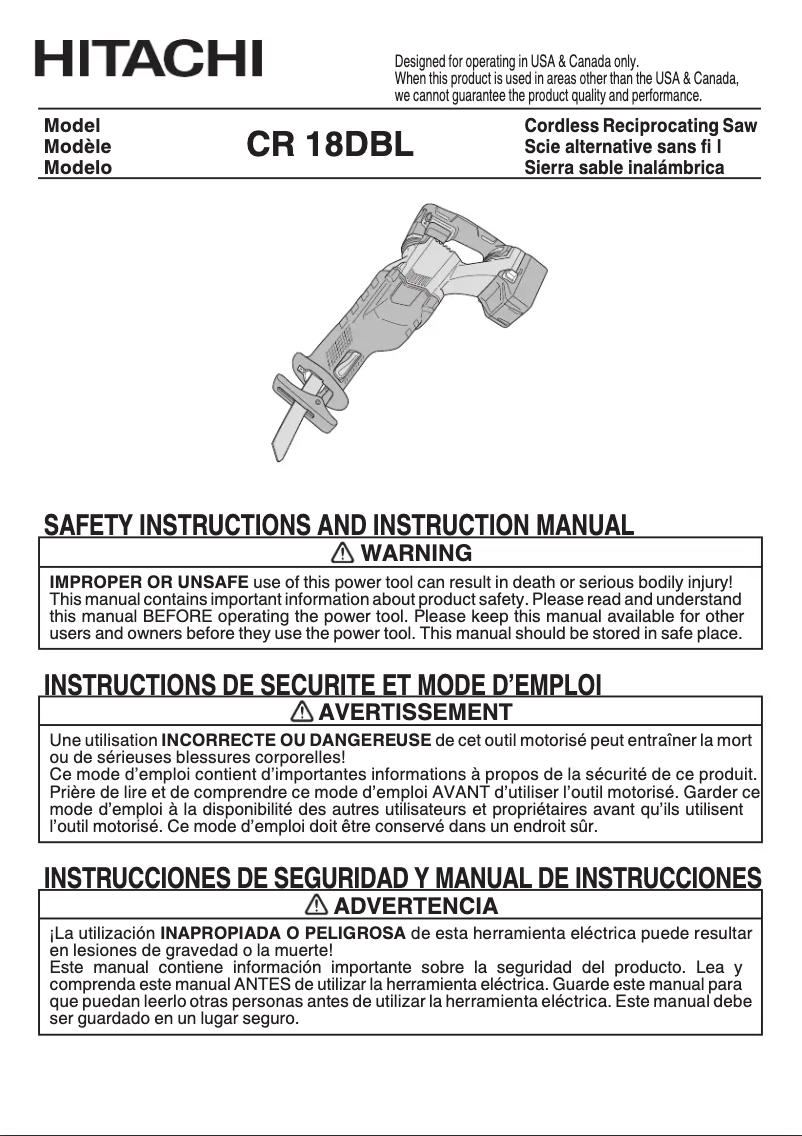Imagen de la primera página del manual del dispositivo CR18DBL