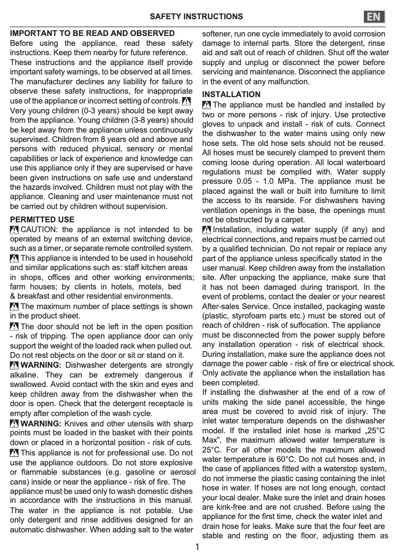 Página 1 del manual Instrucciones de seguridad Whirlpool WBO 3T133 PF X