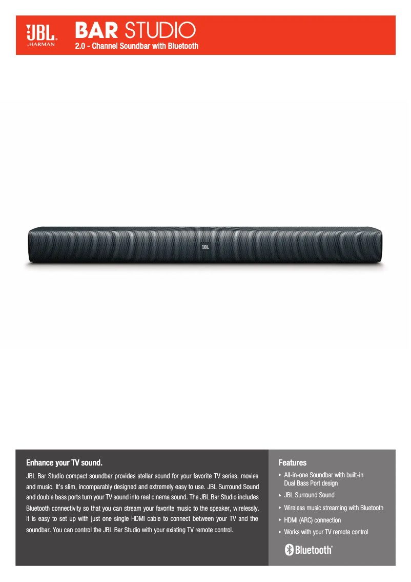 Página 1 del manual Ficha técnica JBL Bar Studio