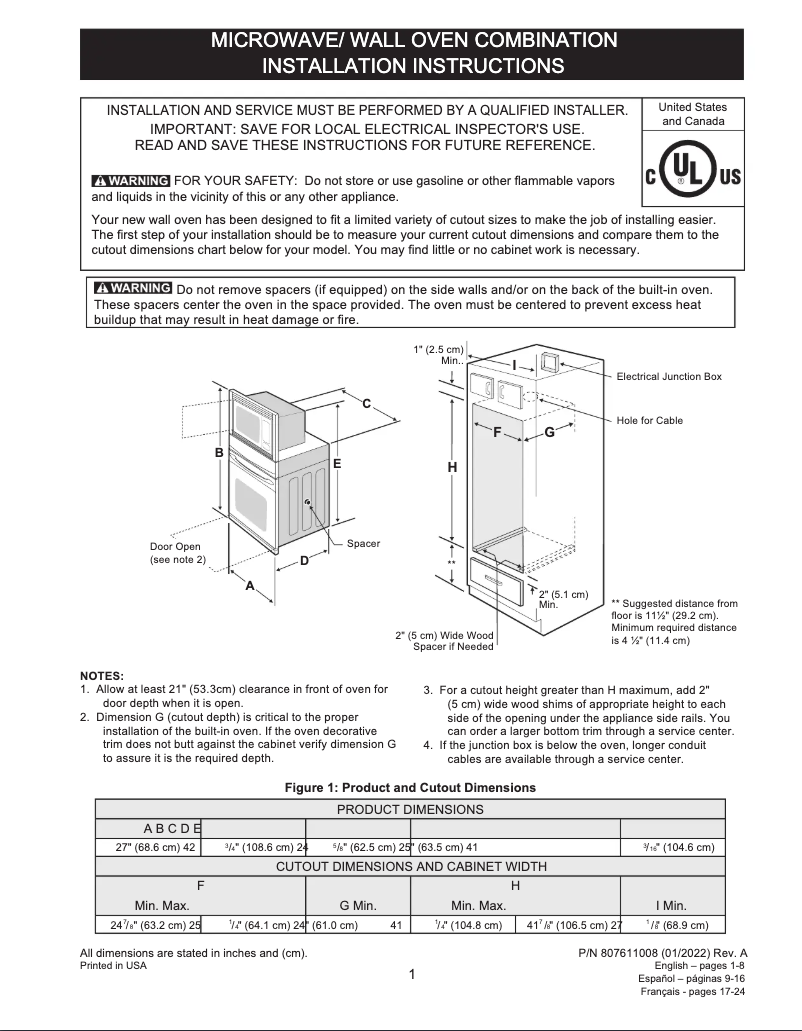 Imagen de la primera página del manual del dispositivo FCWM2727AB