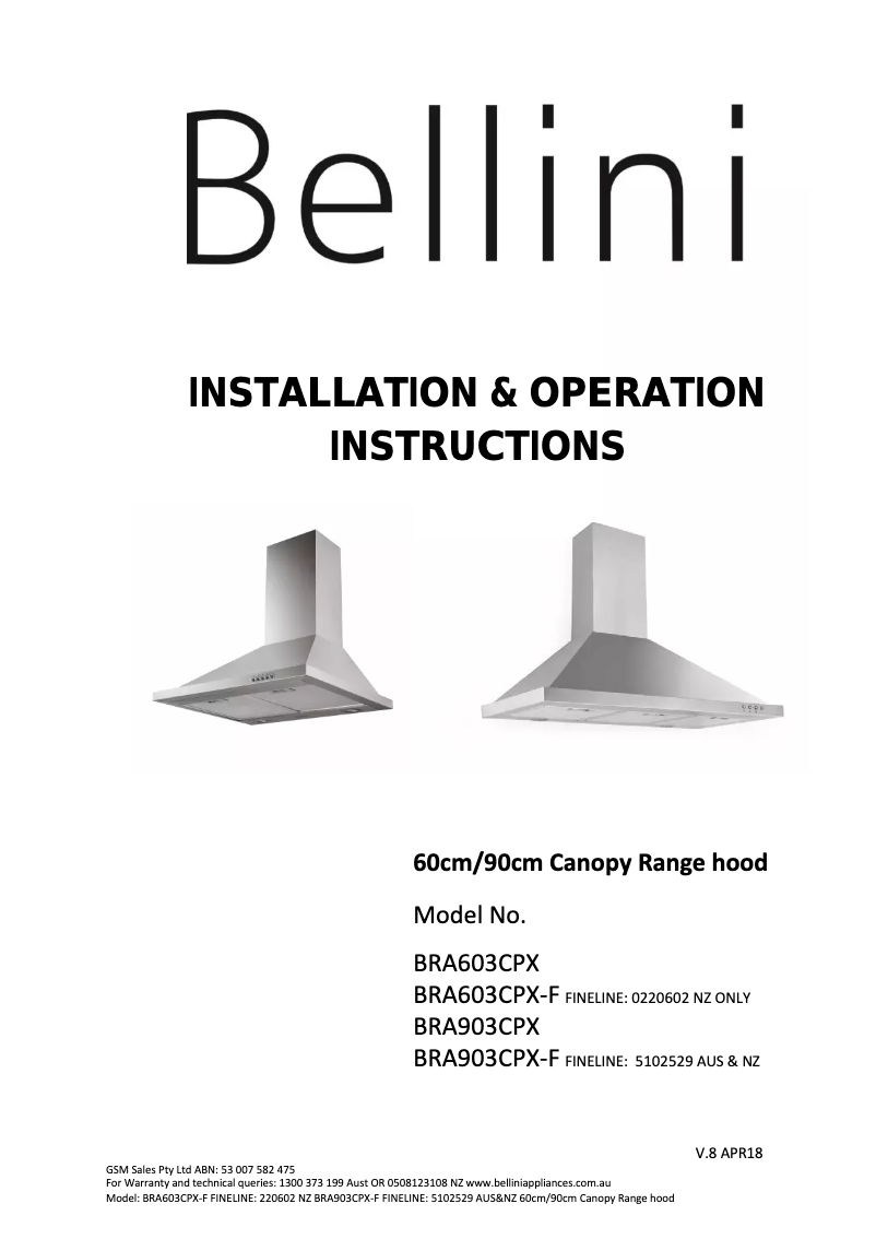 Imagen de la primera página del manual del dispositivo BRA903CPX-F
