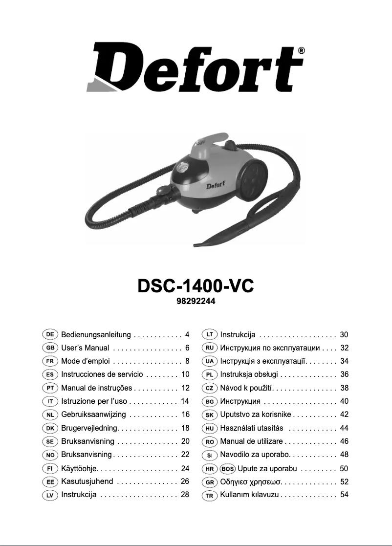 Página 1 del manual Manual de usuario Defort DSC-1400-VC