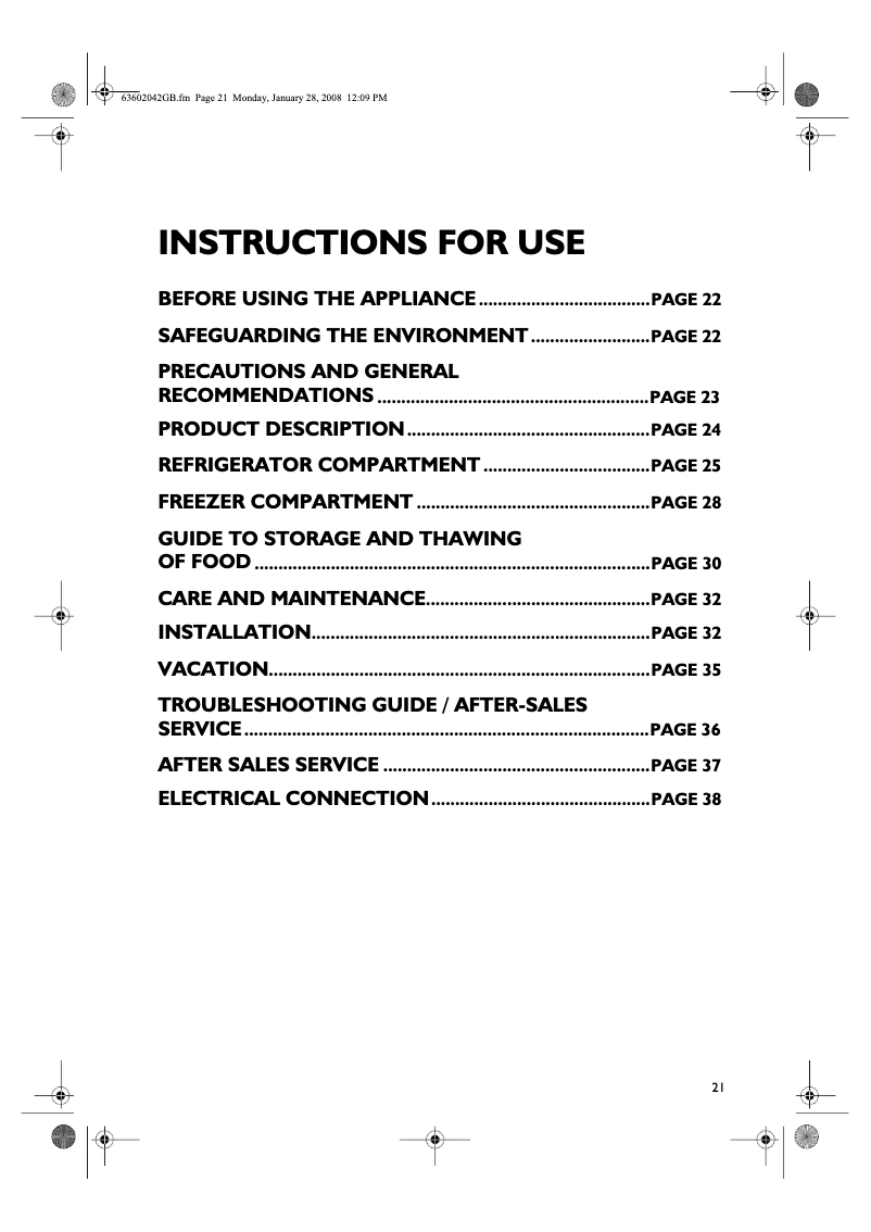 Imagen de la primera página del manual del dispositivo ARC 4330 WH