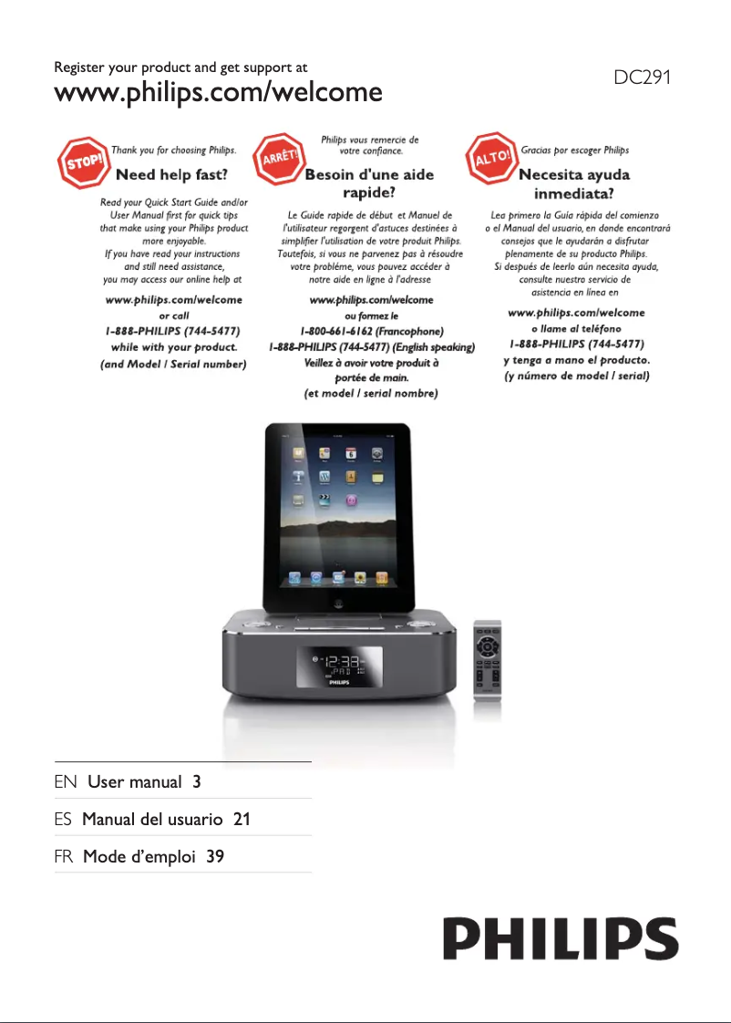 Imagen de la primera página del manual del dispositivo DC291