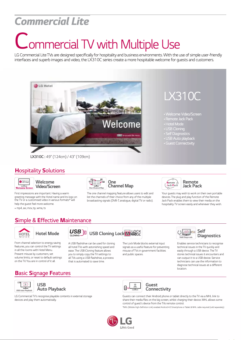 Imagen de la primera página del manual del dispositivo 49LX310C