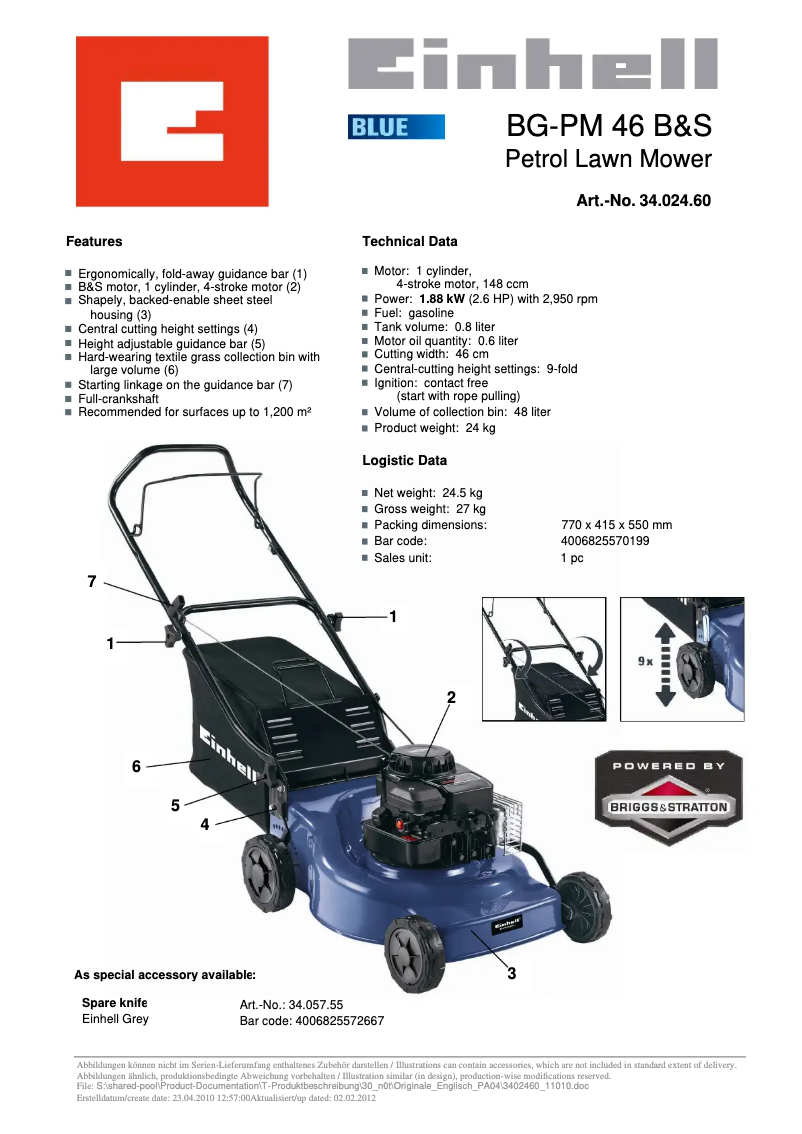 Imagen de la primera página del manual del dispositivo BG-PM 46 B&S