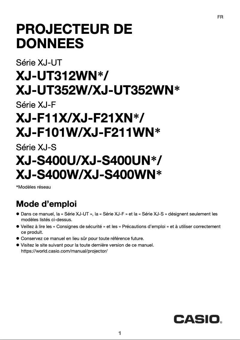 Página nº 1 - Manual de usuario Casio XJ-S400UN